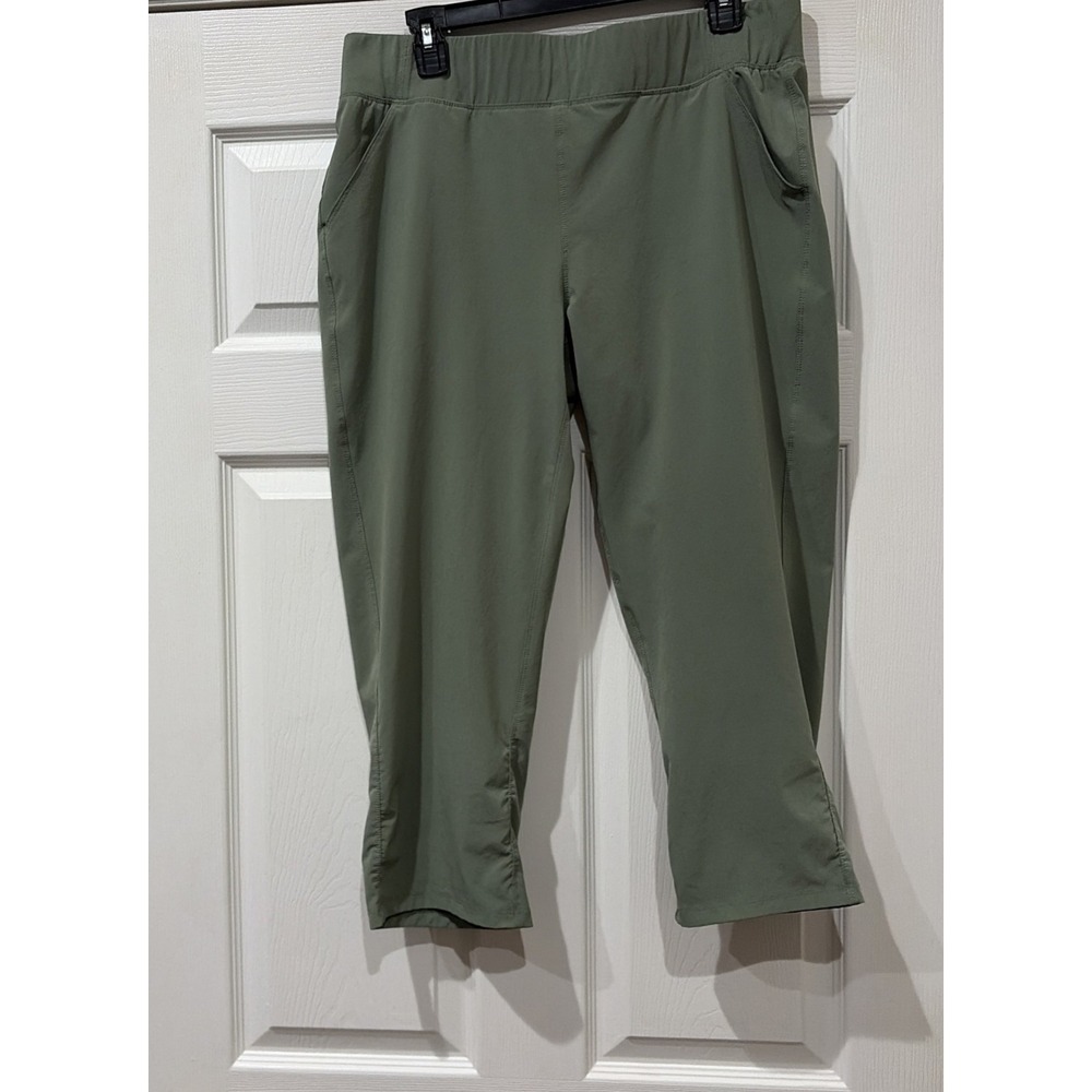 Reel Legends Capris Women Size L Green Pull On Lightweight Pockets Stretch Pants - Picture 2 of 8